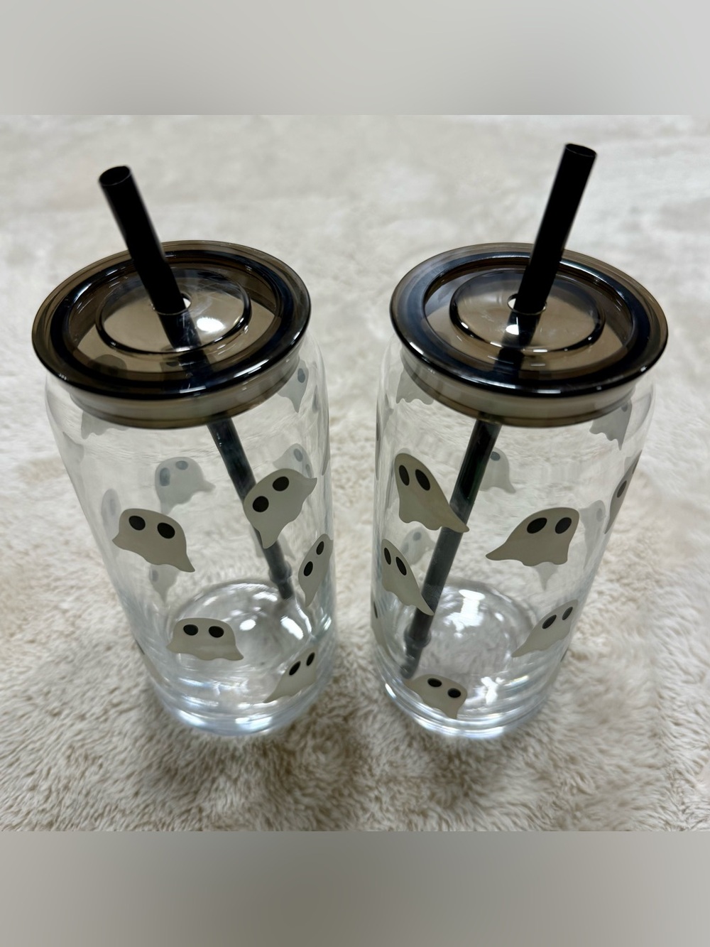 2 pack Ways to Celebrate Halloween Mixed Ghost Glass Can Sipper